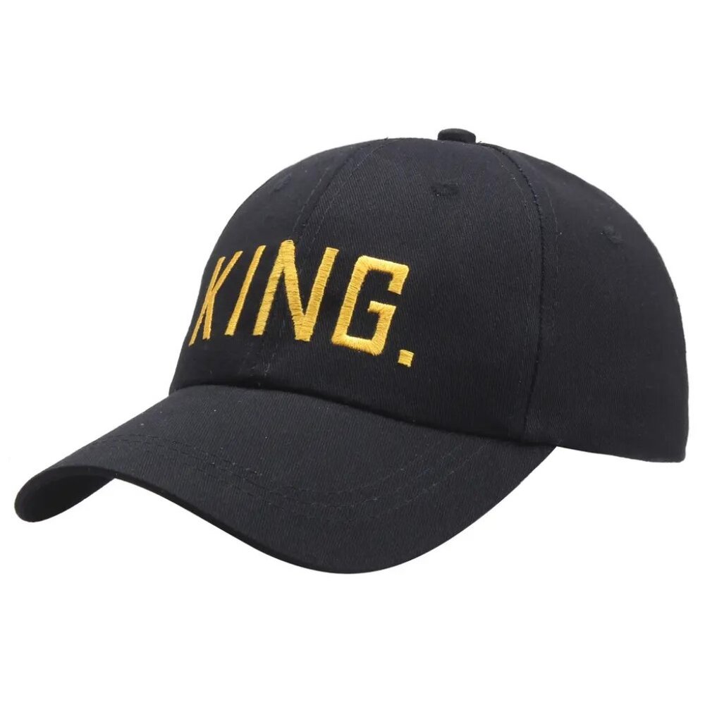 King. Baseball Cap Black, Yellow Letters, Hip Hop, Stylish, Party, Photo,‎ Queen